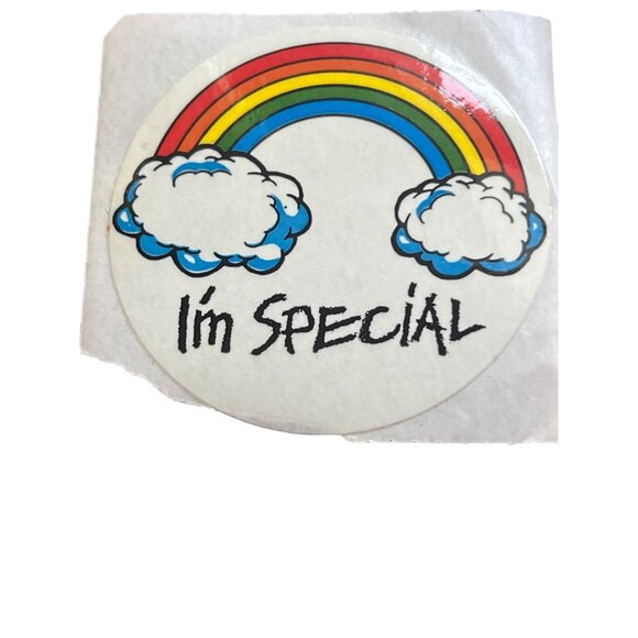 Vintage I'm Special Rainbow Sticker Decal Clouds Round 2.5" Gay Pride - Picture 1 of 3